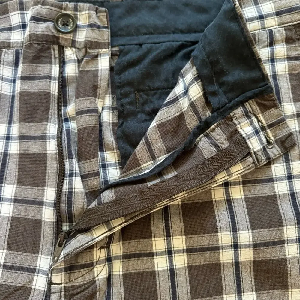Banana Republic brown white plaid casual golf shorts size 38  b27